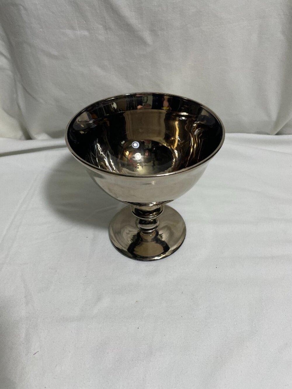 ST Line Made in Italy Silver Smoke Glass Pedestal Compote Bowl 6.25”